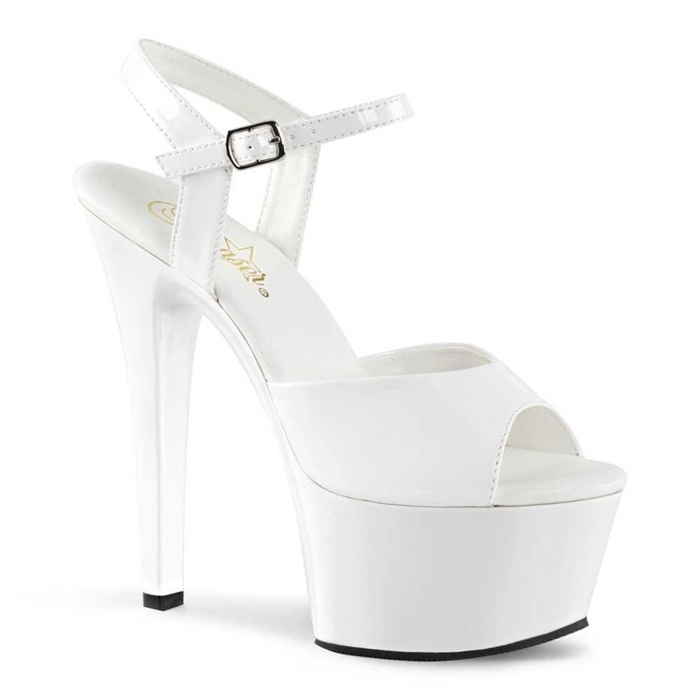 Pleaser - ASPIRE609 Sandale à bride à la cheville, Pole dance chaussures - Chaussures de pole dance - Blanc Product image